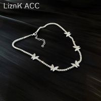 Original crystal butterfly necklace 2021 new womens summer versatile light luxury niche design clavicle chain non-fading simple