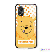 เคสใส่โทรศัพท์การ์ตูน OPPO A18 A38สำหรับเด็กผู้หญิงมิกกี้มินี่โดนัลด์เป็ดหมีพูออกแบบลายจุดเคสมันวาวปลอกฝาหลังกระจกเทมเปอร์