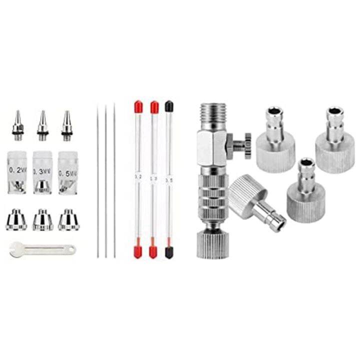 Airbrush Nozzle Needle Nozzle Cap Kit with Wrench Airbrush Replacement