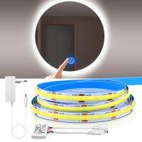 12V COB Led Strip Lights Vanity Background Lamp Led Lights for Room Bathroom Decor Touch Sensor Dimmable LED Makeup Mirror Light