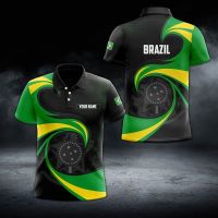 Brazil Fire Graphic Customized Polo Shirts Summer Oversized Boys Sportswear Mens Fashion Loose Jersey Casual Short Sleeve Tops