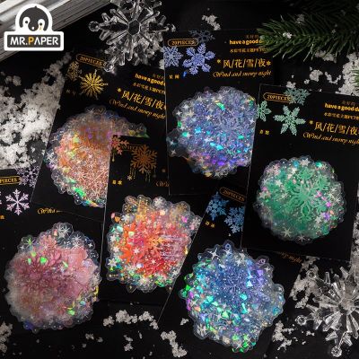 Mr. Paper Christmas Simple Stickers For Kids Creative Beautiful Snowflake Hand Account Decorative Stationery Sticker Supplies