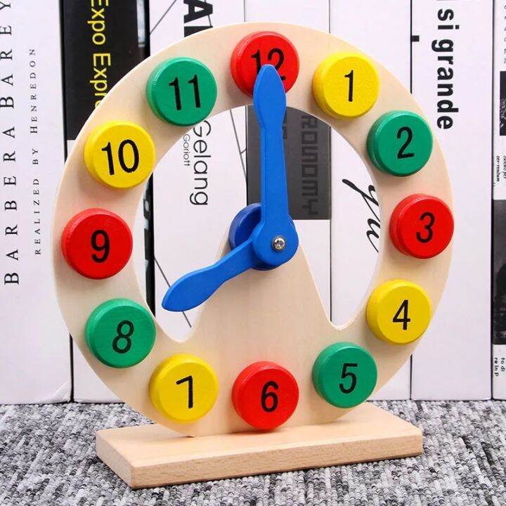 Wooden Learning Clock Toy Wooden Clock Stand For Kids For Toddlers