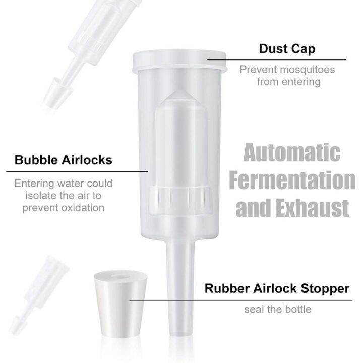 12-pack-brewing-airlock-เบียร์ไวน์-airlock-พร้อมยาง-airlock-stopper-carboy-bung-twin-bubble-airlock