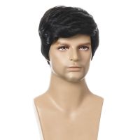 3X Fashion Wig Short Black Male Straight Synthetic Wig for Men Hair Fleeciness Realistic Natural Black Toupee Wigs