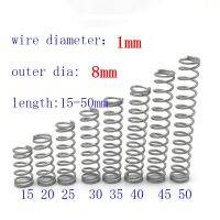 10pcs wire diameter 1mm OD 8mm Stainless Steel Micro return Small Compression anti corrosion extension springs L 15 50