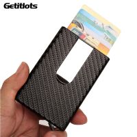 New Buisness Card Holder Carbon Fiber ID Metal Credit Card Wallet Automatic Card Case Designer Aluminum RFID Wallet Cardholder Card Holders