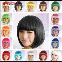 5FANGZHE 14 สี ตรง Unisex เส้นใยสังเคราะห์ วิกผมบ๊อบ ชุดแต่งกาย วันฮาโลวีน