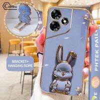 Callfire เคสสายรัดข้อมือแบบยาวสำหรับ Infinix Hot 30 Play Hot 30i X6831 X669 ชือกแขวนหรูหราชุบนุ่มป้องกันกล้องสี่เหลี่ยมเคสป้องกันยางป้องกันการตก