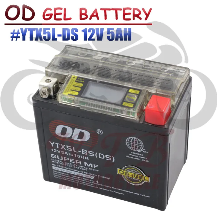 OD BATTERY YTX5L-DS 12V5Ah/10HR L11.5cm x W7cm x H11cm W/VOLT Meter ...