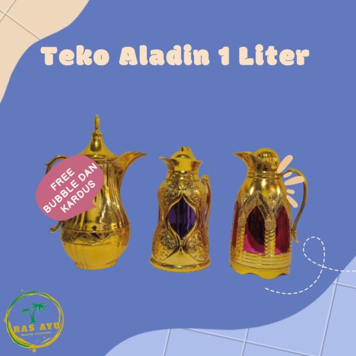 Teko Aladin 1 Liter Termos Arab Emas Vacuum Flask Arab Oleh Oleh Haji Umroh Lazada 7378