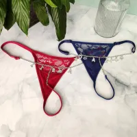 Sexy Lace Panties Women Customize Crystal Letter Name Underwear Adjustable Size 6 Color Thong Bikini Personality Female Lingerie