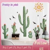 PRETTY IN PINK 1 ถอดออกได้ สติ๊กเกอร์ติดผนัง Boho Cactus ทรอปิคอล cacti ห้องนอนห้องรับประทานอาหาร สติ๊กเกอร์ศิลปะผนัง ห้องนั่งเล่นในห้องนั่งเล่น