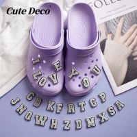 【 CuteDeco】Cartoon Letters (36 Types) Letter A/Letter B/Number 0 Charm Button Deco/ Cute Jibbitz Croc Shoes Diy / Charm Resin Material For DIY