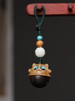 sandalwood carving cute cat sachet portable hanging chain hollow bell kitten mobile phone key pendant hot style