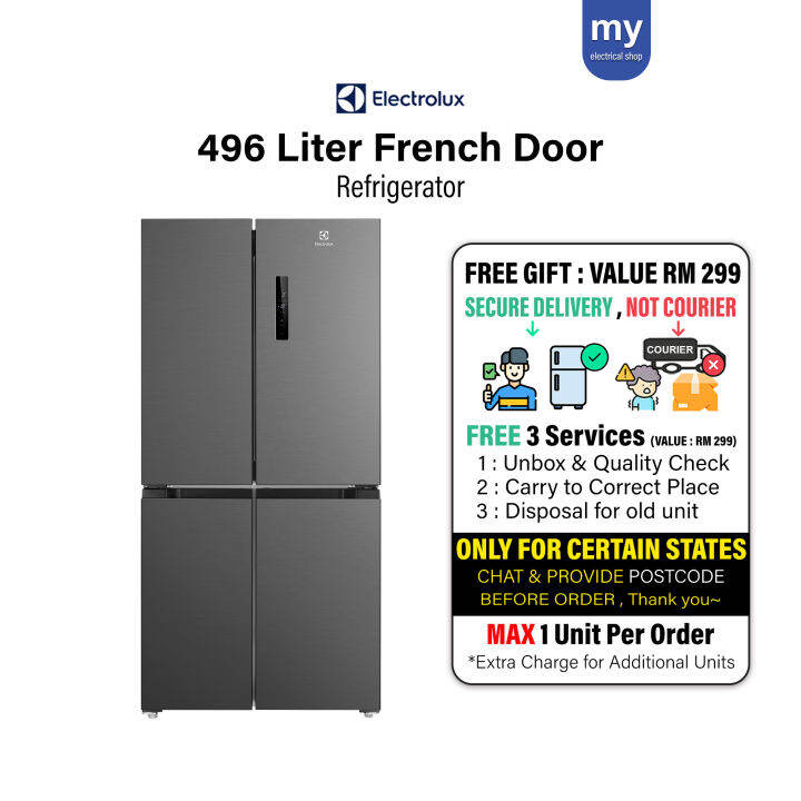 Electrolux Fridge 496L French Door Refrigerator EQE4900A-B | Lazada