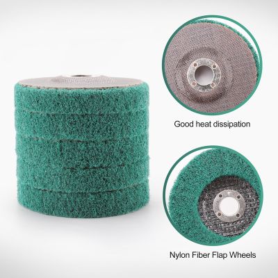 5Pcs Nylon Fiber Flap Wheels Polishing Buffing Wheel Scouring Pad Grinding Disc for Angle Grinder for Metal Polisher