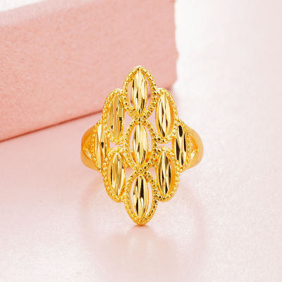 [ฟรีค่าจัดส่ง] แหวนทองแท้ 100% 9999 แหวนทองเปิดแหวน. แหวนทองสามกรัมลายใสสีกลางละลายน้ำหนัก 3.96 กรัม (96.5%) ทองแท้ RG100-136
