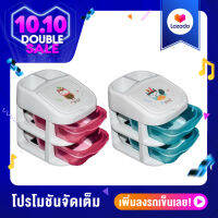 กล่องลิ้นชัก2ชั้นเก็บของอเนกประสงค์ลายการ์ตูนนก สีชมพู/ขาว