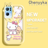 เคส Chenyyka สำหรับ OPPO Reno 7 Pro 5G Reno 7Z 8Z Reno 7 Lite 8 Lite F21 Pro F21s Pro 5G เคสลายแมวฮัลโหลแมวน่ารักอัพเกรดใหม่เคสซิลิโคนนิ่มเคสมือถือกันกระแทกแบบใสสีโปร่งใสลายกล้องถ่ายรูปสร้างสรรค์เคสฝาครอบป้องกัน