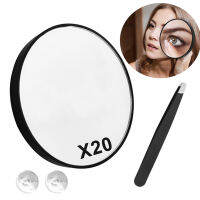 20X Shaving For Makeup Portable Travel Compact ABS Bedroom Dorms Bathroom Suction Cup Round With Tweezer Home Office Pocket Magnifying Mirror