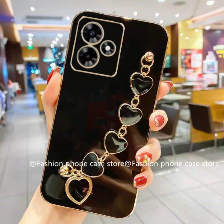 เคสโทรศัพท์-infinix-hot30-hot-30i-hot-30-play-เคส-phone-case-หรูหราสีสันลูกกวาดชุบเคสซิลิโคนอ่อนนุ่มพร้อม2023สร้อยข้อมือรูปหัวใจ