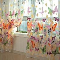 1 PCS Butterfly Print Sheer Window Panel Curtains Room