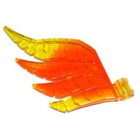 Lego part (ชิ้นส่วนเลโก้) No.15370pb01 Hero Factory Wing, Feathered with Axle Hole and Marbled Trans-Yellow Pattern