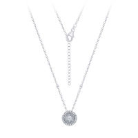 Silver thai   Cubic zirconia necklace solitaire silver chain เครื่องประดับเงินแท้ สร้อยคอประดับเพชรโซ่เงินแท้925โซลิ์แทค