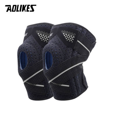 AOLIKES 2Pcs Sport Knee Pads Cycling Knee Brace Compression Orthosis Spring Support Knee Protector Gym Arthritis Work Knee Guard