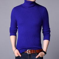 2022 Men Brand High Neck Knitted Pullover Bottoming Shirt New Arrivals Male Fashion Casual Slim Solid Color Stretch Wool Sweater