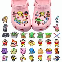 COD DSFERSTRETERER Hot shoe charms Jibbitz Crocs Pin Cartoon SpongeBob SquarePants Pikachu Crayon Shin-chan Yoda cute shoes buckle DIY Detachable sandals decorate Accessories PVC boy girl kid gift