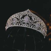 Mewah Padu Zirkon Mahkota Kristal Pengantin Tiaras บาร็อค Kota Berlian Bupageant Diem Pengantin Ikat Kepala Aksesori Boupahwinan