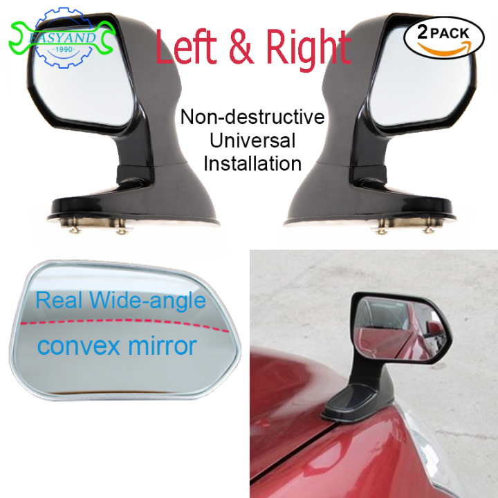 EASYAND 1 pair Universal Bonnet Rearview Mirror Wide Angle Blind Spot ...