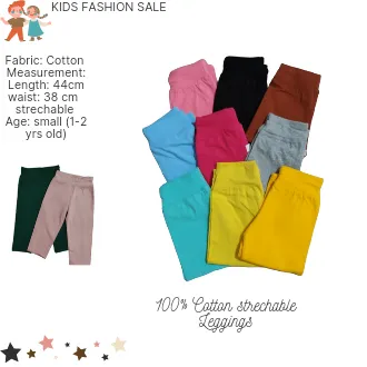 Kids Girls 100% Strechable Cotton Leggings fit for 1 to 2 yrs old