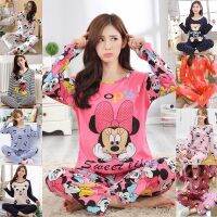 【NEW Popular】 ¤ ◆☄ชุดนอนชุดนอนแขนยาวผ้าไหมน้ำนม M-XXL Baju Tidur,ชุดนอนขนาดพร้อมส่ง