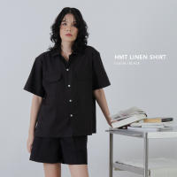 HMT เสื้อเชิ้ตลินิน unisex แขนสั้น สีดำ / Linen shirt - black