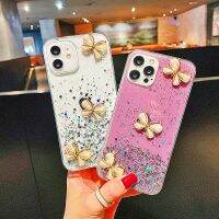 เคสโทรศัพท์โปร่งใสกากเพชรเป็นประกายวิบวับลายผีเสื้อใหม่สำหรับ IPhone14 13 12 11 Pro Max Mini X XS XR 6S 7 8 Plus ฝาหลังกันกระแทกแบบนิ่ม