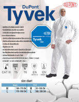 ชุดPPE ชุดกันสารเคมี กันละอองฝอย ชุดป้องกันละอองสารเคมีDupont รุ่น Tyvek400 Type5,6 ป้องกันไฟฟ้าสถิต เป็นชุดใช้แล้วทิ้ง พร้อมส่ง มีไซส์ L, XL