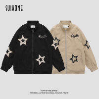 Suikone เสื้อโค้ทแฟชั่นแจ็คเก็ตปักลาย INS สำหรับทั้งหญิงและชายลำลองอเมริกัน