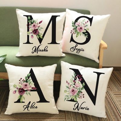 【CW】❀  Personalised Cases Custom Initial with Name Cushion Cover  Bridesmaid Pillowcase Housewarming Birthday Wedding Gifts