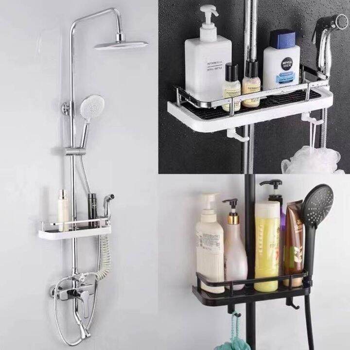 Bathroom Pole Shelf Organizer Shower Storage Rack Holder for Shampoo