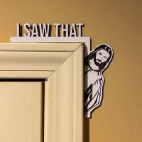 Wooden Door I Saw That Jesus Head Funny Home Decor Frame Ornament AND Merry Christmas Door Frame Decoration Santa Claus Elk