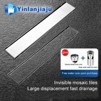 ✇✼┅ Invisible Floor Drain 304 Stainless Steel Anti-odor Bath Shower Long Linear Drainage Tile Insert Side Floor Drains Cover