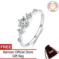 BAMOER Shining Cherise Clear CZ Zircon 925แหวนเงินผู้หญิงเครื่องประดับแฟชั่น SCR568