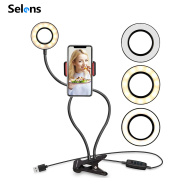 Selens Ring Light 2in1 with Cell Phone Holder Stand and Flexible Arms for thumbnail