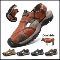 【Sell Well】Sandal kulit lembu lelaki, sandal anti-perlanggaran, sandal luar bernafas musim panas, sandal lelaki