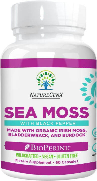 NatureGenX Certified Organic Sea Moss Capsules - Wildcrafted Irish ...