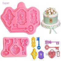 【Ready Stock】 ✟ C14 Super 2Pcs Vintage Key Lock Cake Fondant Mold Kit Keyhole Silicone Mold for Cake Decor Sugarcraft Chocolate Epoxy Resin Craft