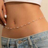 Cute Kpop Boho Simulate Pearl Thin Belt Waist Beads Chain Jeans Delicate Body Jewelry Women Harness Fashion Natural Decorations